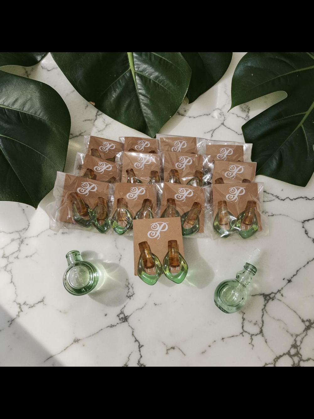 Plunder Bundle 12 pc Green Glass Drop Earrings - Pair